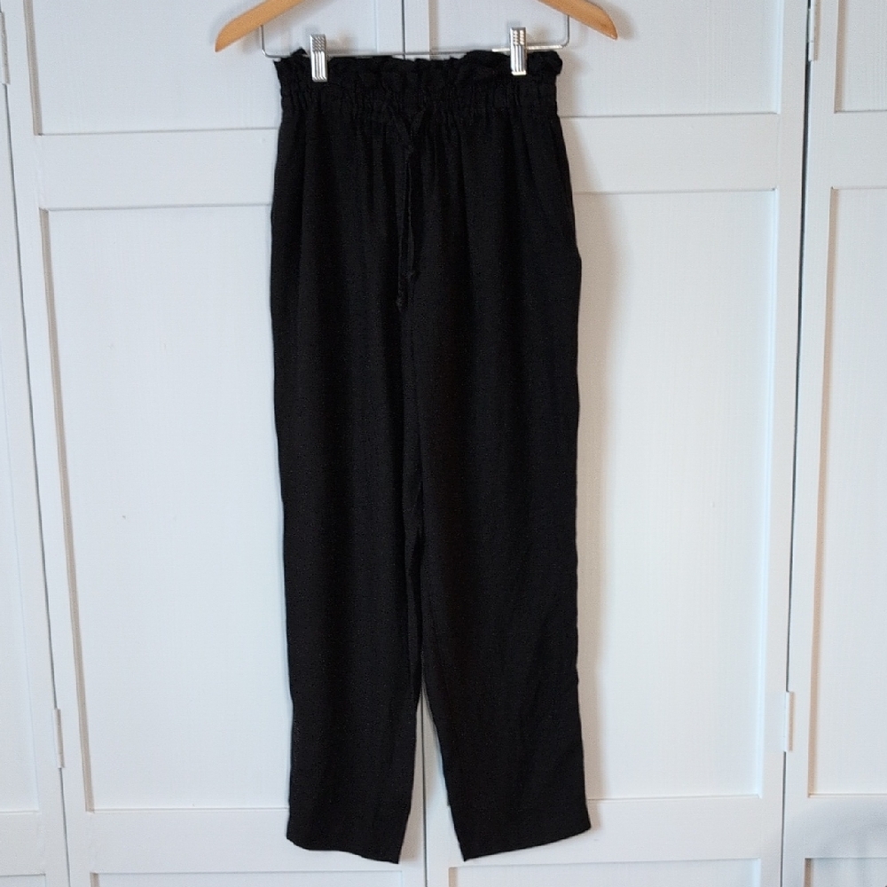 H&M Black Linen Blend Pants Size Small